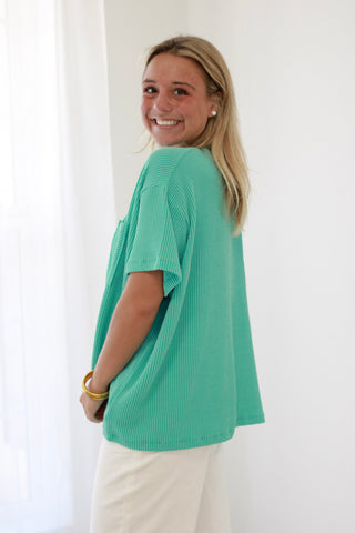 Ready for Anything Basic Top in Turquoise