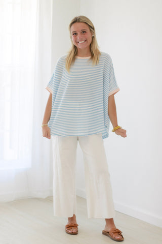 Ready to Roll Striped Top in Periwinkle Blue