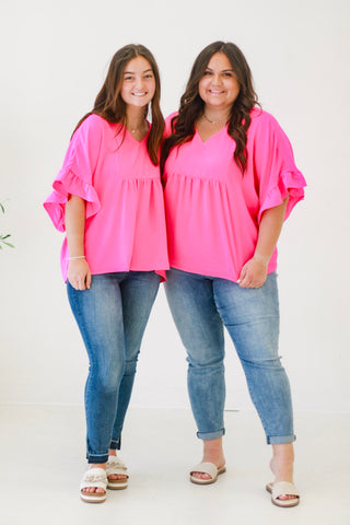 Reminders of You Blouse in Barbie Pink