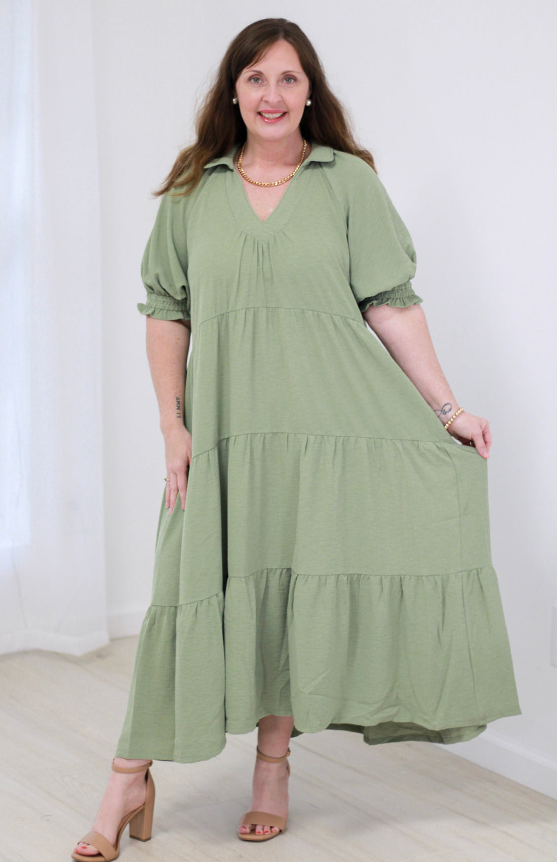 Past, Present & Future Midi Dress in Sage