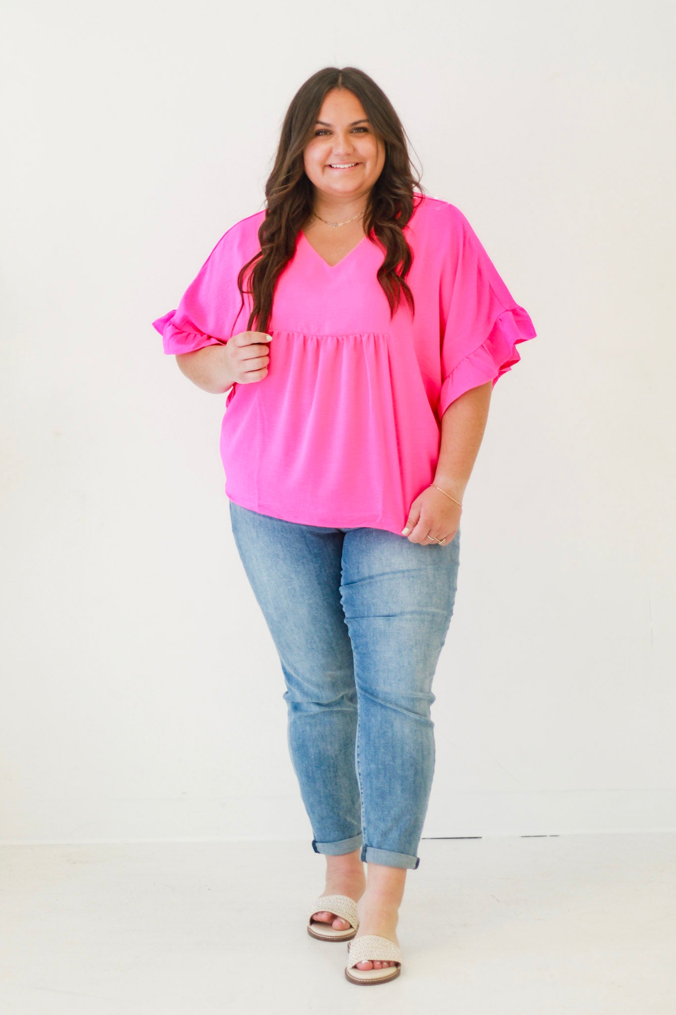 Reminders of You Blouse in Barbie Pink