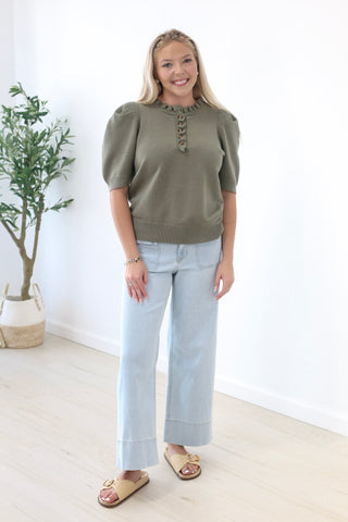 "Olive" You So Much Short Sleeve Sweater
