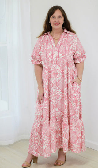 Pleased in Pink Midi Dress