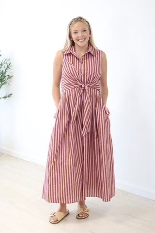 Wrapped Up in You Striped Midi Dress