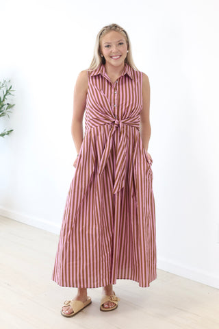 Wrapped Up in You Striped Midi Dress