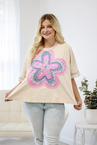 Living Out My Dreams Flower Patch Top in Cream