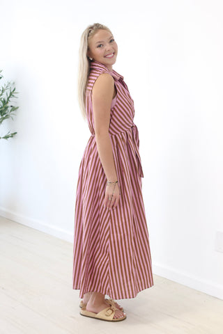 Wrapped Up in You Striped Midi Dress