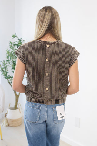 First Pick Button Back Top in Dark Brown