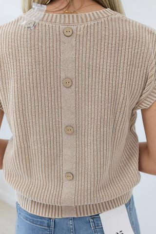 First Pick Button Back Top in Khaki