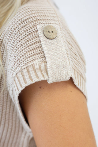 First Pick Button Back Top in Khaki