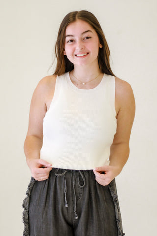 Olivia Sweater Knit Tank Top in White