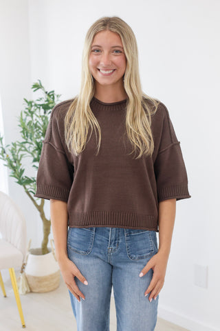 Easy Weekends Boxy Top in Chocolate Brown