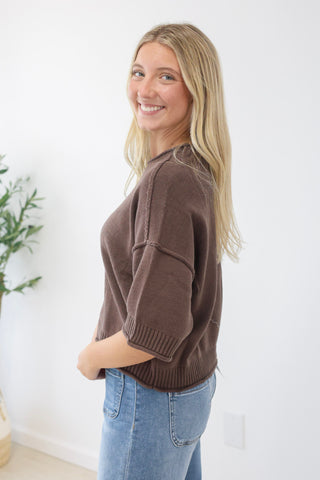 Easy Weekends Boxy Top in Chocolate Brown