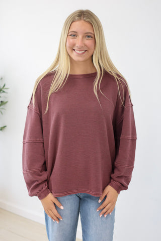 Don't Delay Ribbed Top in Maroon