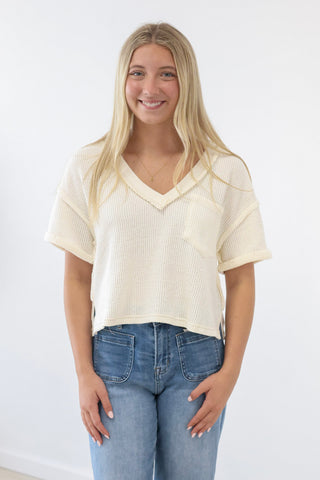 Ivory Romance V Neck Top