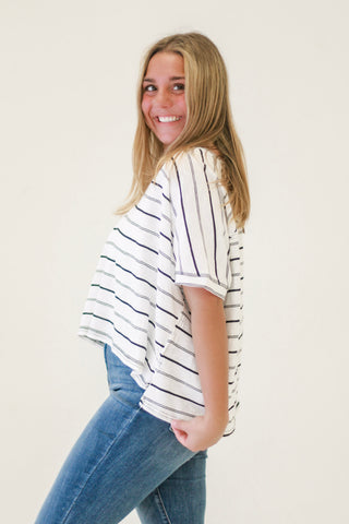 Isabella Shoulder V Neck Knit in White