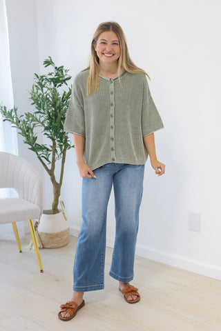 The Rest of the Story Ribbed Top in Olive