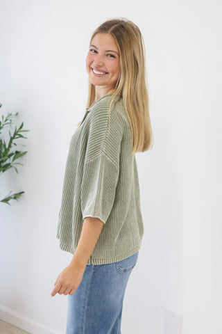 The Rest of the Story Ribbed Top in Olive