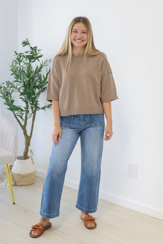 Easy Weekends Boxy Top in Taupe