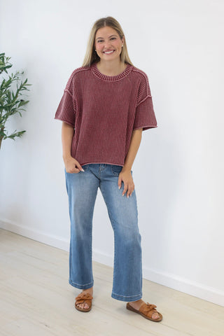 Trust Me Boxy Top in Burgundy