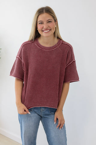 Trust Me Boxy Top in Burgundy