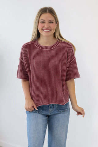 Trust Me Boxy Top in Burgundy