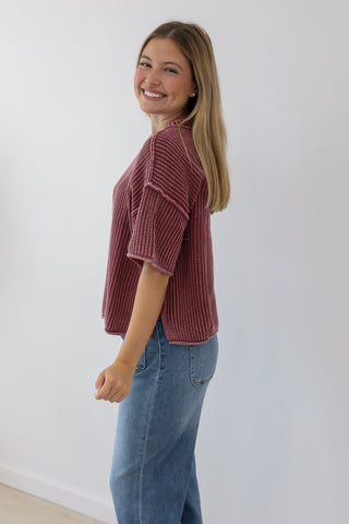 Trust Me Boxy Top in Burgundy