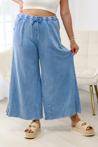 Do You Need Me Wide Leg Pants in Cornflower Blue
