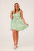 Leafy Romance Ruched Mini Dress in Green