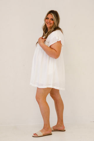Spring Date Mini Dress in Off White