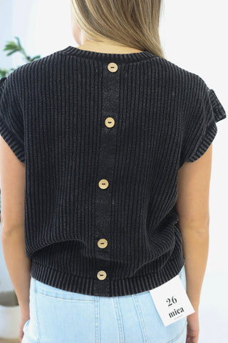 First Pick Button Back Top in Charcoal
