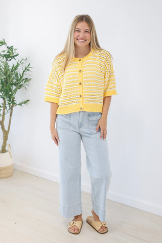 Heads Up Chrochet Top in Butter Yellow