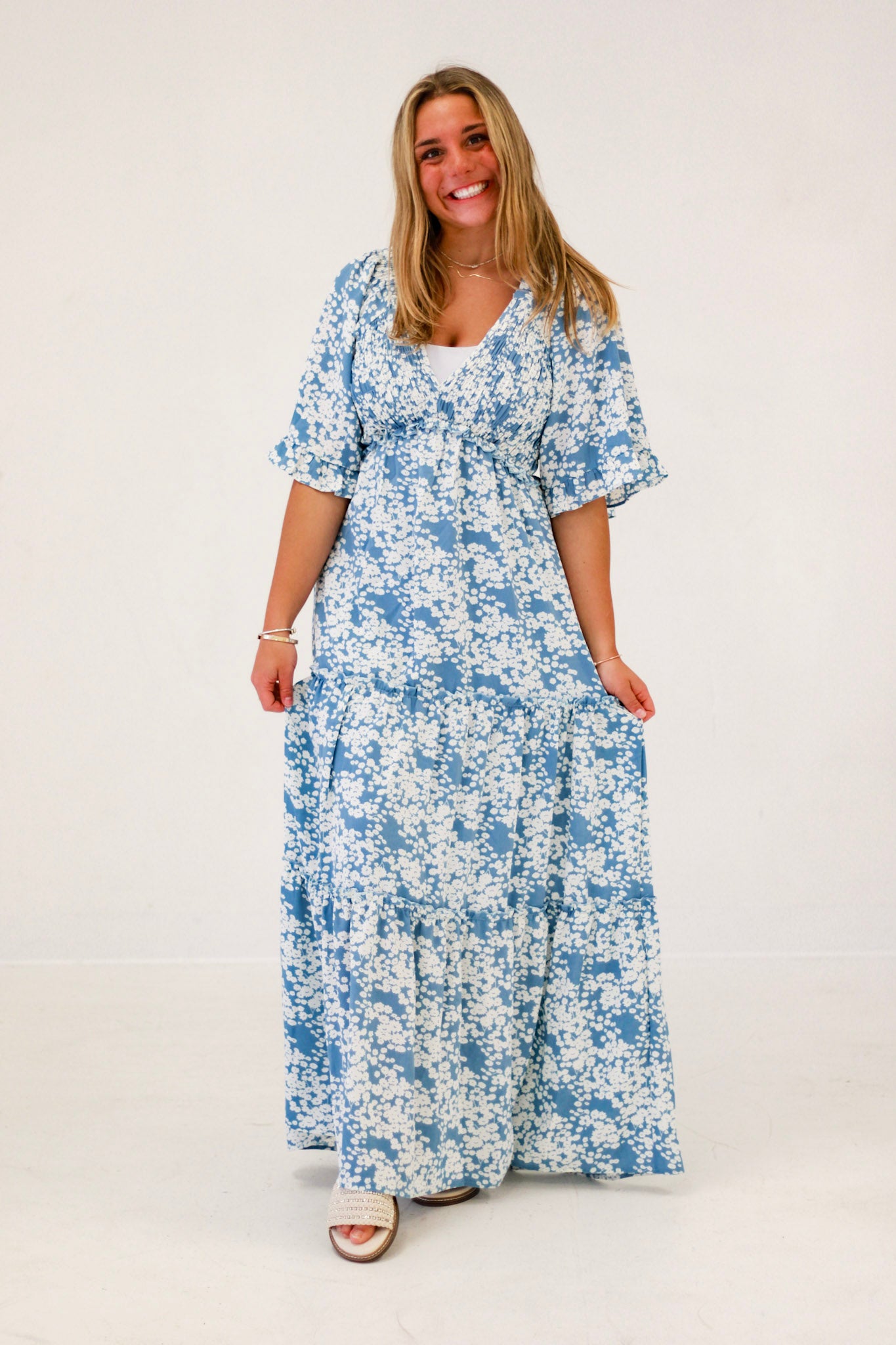 Blue For You Floral Maxi Dress