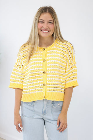 Heads Up Chrochet Top in Butter Yellow