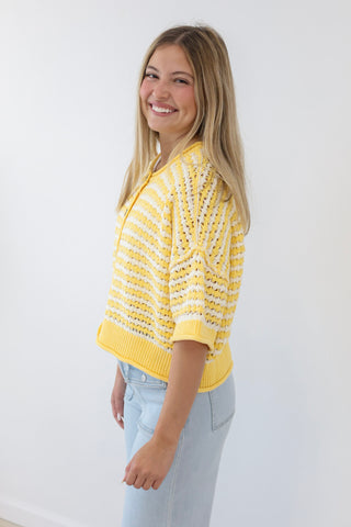 Heads Up Chrochet Top in Butter Yellow