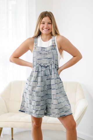 Checking In Denim Romper