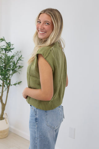 Way Over There Olive Sweater