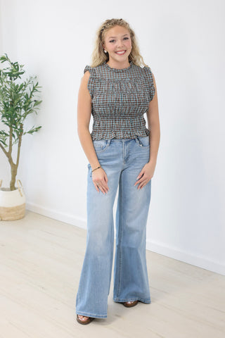 Set the Pace Smocked Top