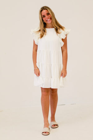 Date Night Delight Woven Dress in Off White