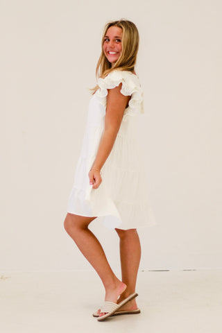 Date Night Delight Woven Dress in Off White