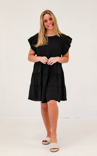 Sun-kissed Serenade Woven Dress in Black