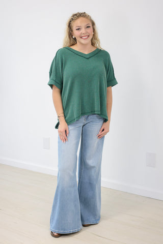 Ready for Everything Ribbed Top in Hunter Green