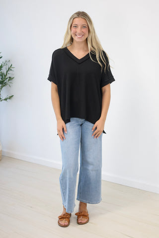 Ready for Everything Ribbed Top in Black