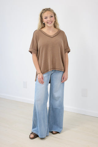 Ready for Everything Ribbed Top in Brown