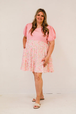 Spring Flare Mini Dress in French Rose