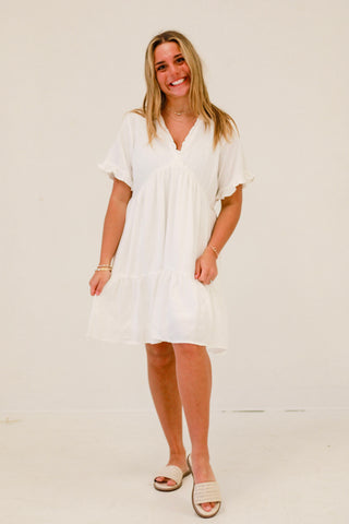 Chic Evening Out Drop Shoulder Dress in Off White