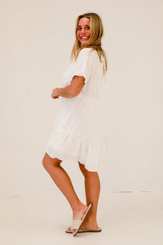 Chic Evening Out Drop Shoulder Dress in Off White