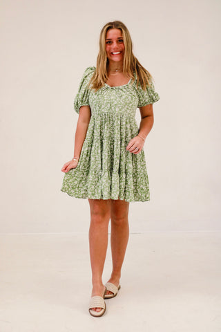 The Adelie Green Floral Dress