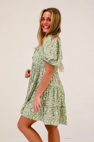 The Adelie Green Floral Dress