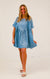 Twinkle Twist Starry Babydoll Mini Dress in Denim
